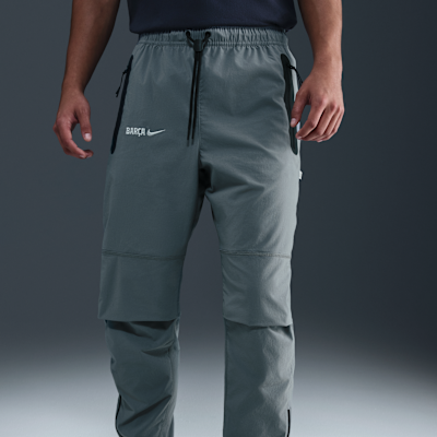 F.C. Barcelona Tech Men's Nike Football Woven Trousers Smoke Grey/Light Smoke Grey/Light Smoke Grey