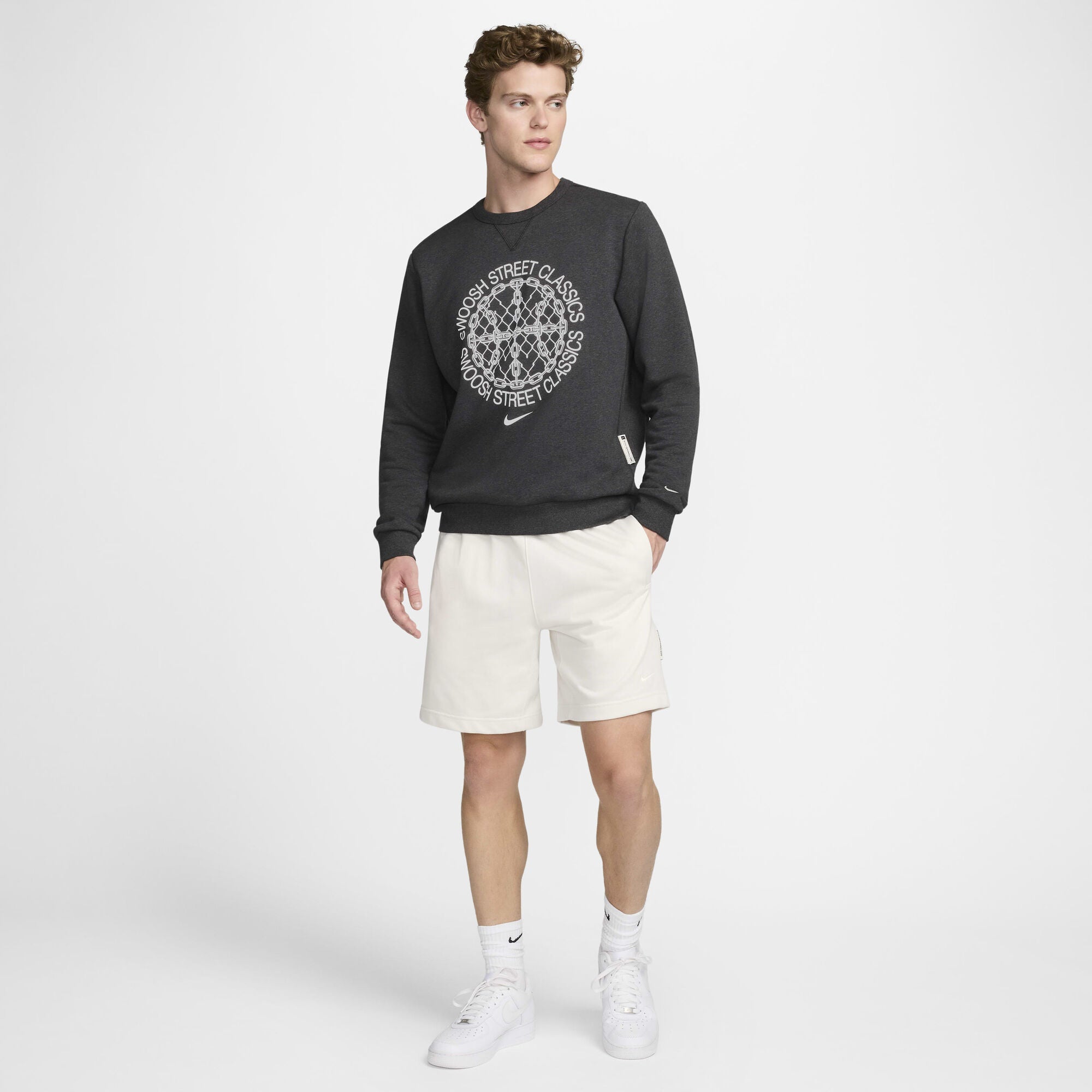Nike Standard Issue Dri-FIT Basketball Crew-Neck Sweatshirt Black/Heather/Pale Ivory