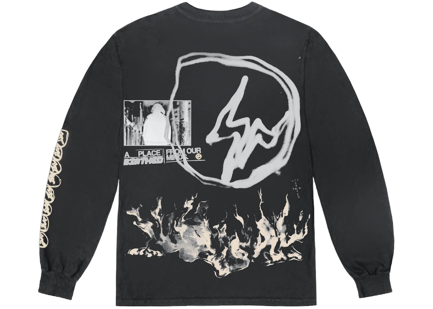 Travis Scott Cactus Jack For Fragment Logo L/S T-shirt Washed Black