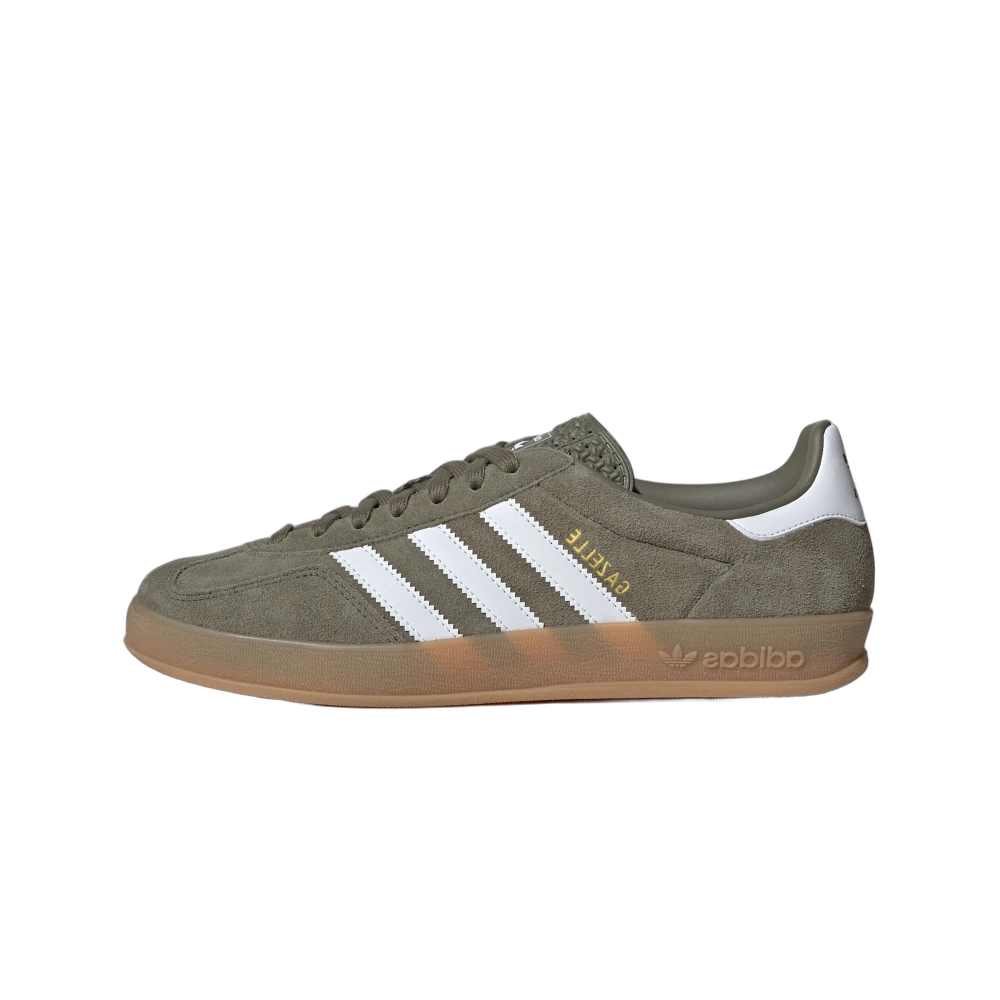 Adidas Gazelle Indoor Olive Strata Cloud White Gum, Olive Strata/Cloud White/Gold Metallic (JQ0174)
