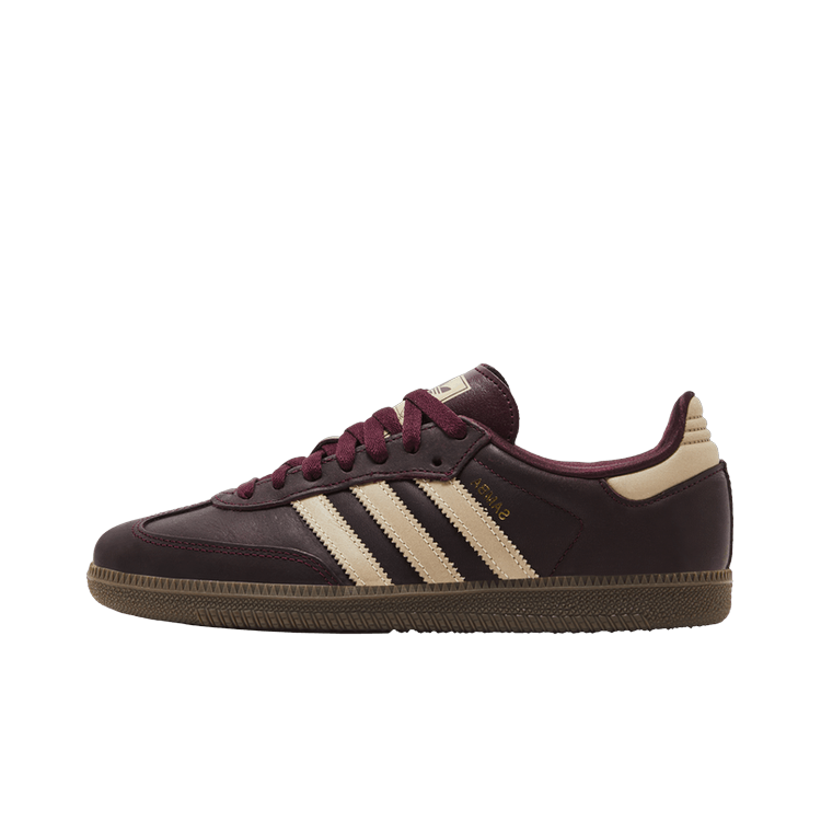 Adidas Samba OG Maroon Crystal Sand, Maroon/Crystal Sand/Gold Metallic Sneakers (IF7004)