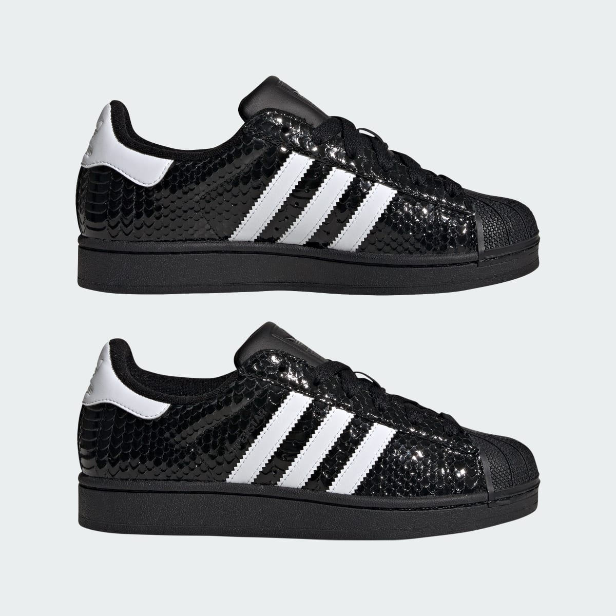 Adidas Superstar II Patent Snakeskin Black White