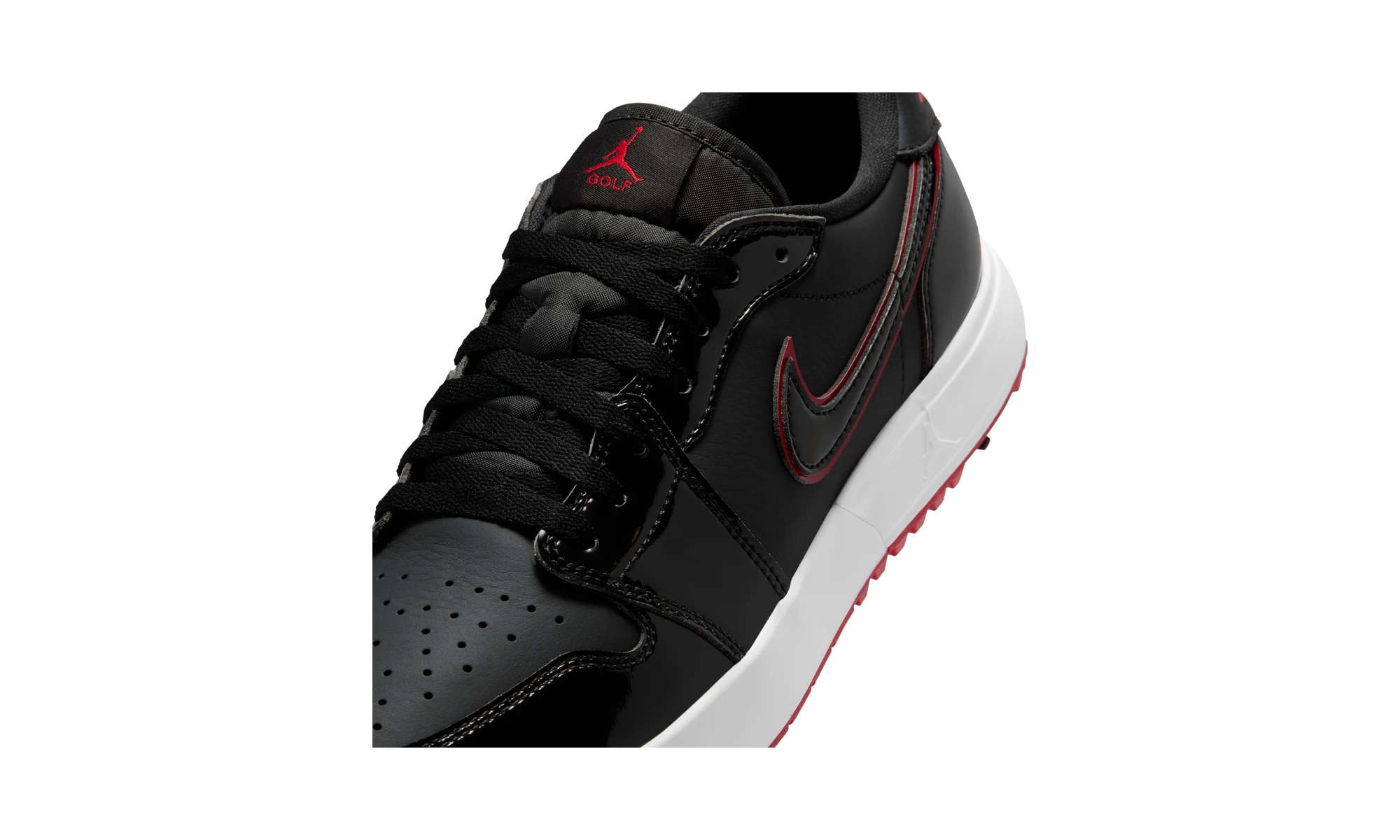 Air Jordan 1 Low Golf Spiked Bred Black Patent
