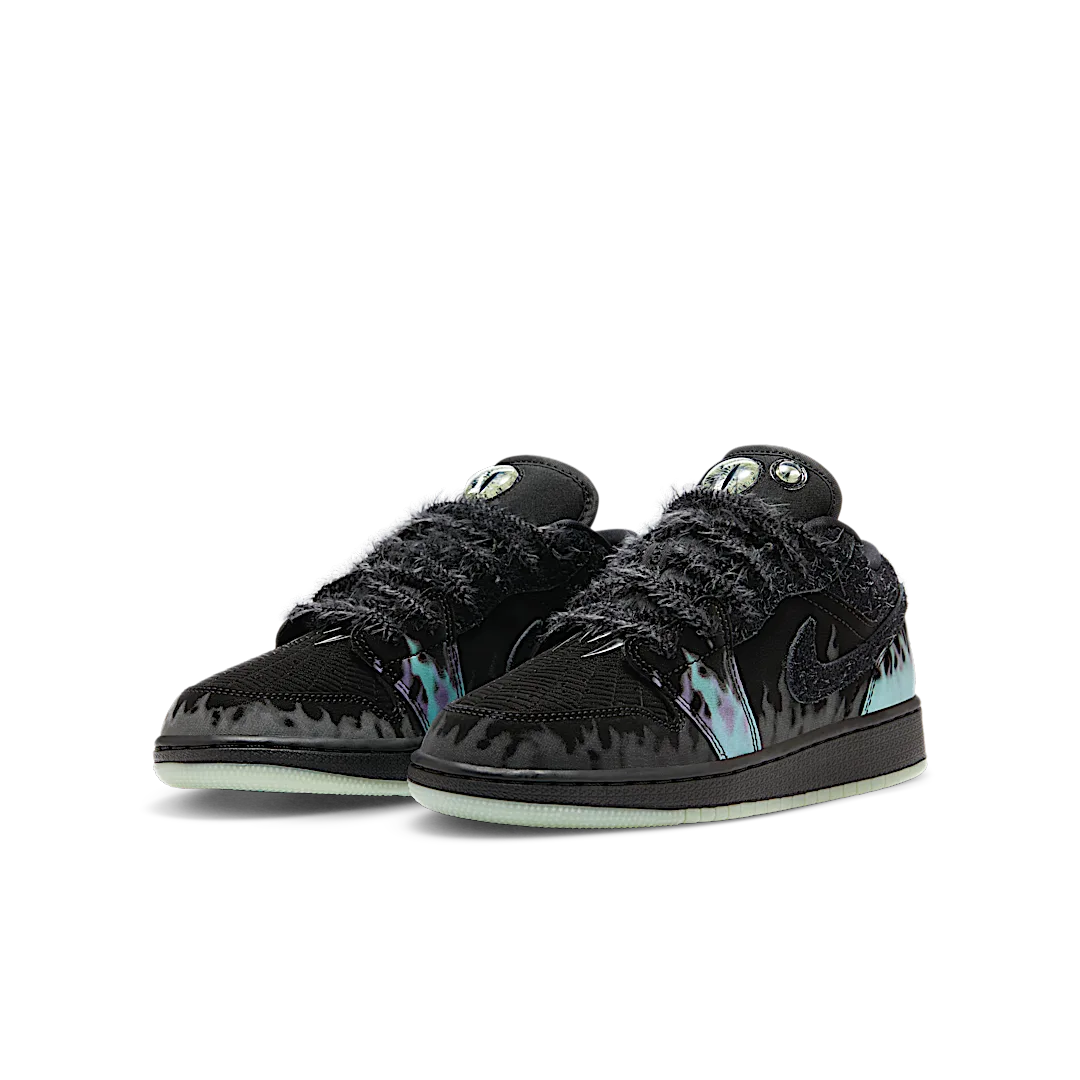 Air Jordan 1 Low Halloween Fortune Fly, Black/Green Frost-Black Raspberry-Green Strike (HQ3442-001)