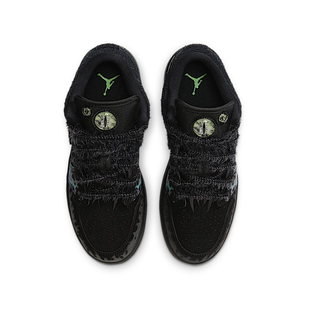 Air Jordan 1 Low Halloween Fortune Fly, Black/Green Frost-Black Raspberry-Green Strike (HQ3442-001)