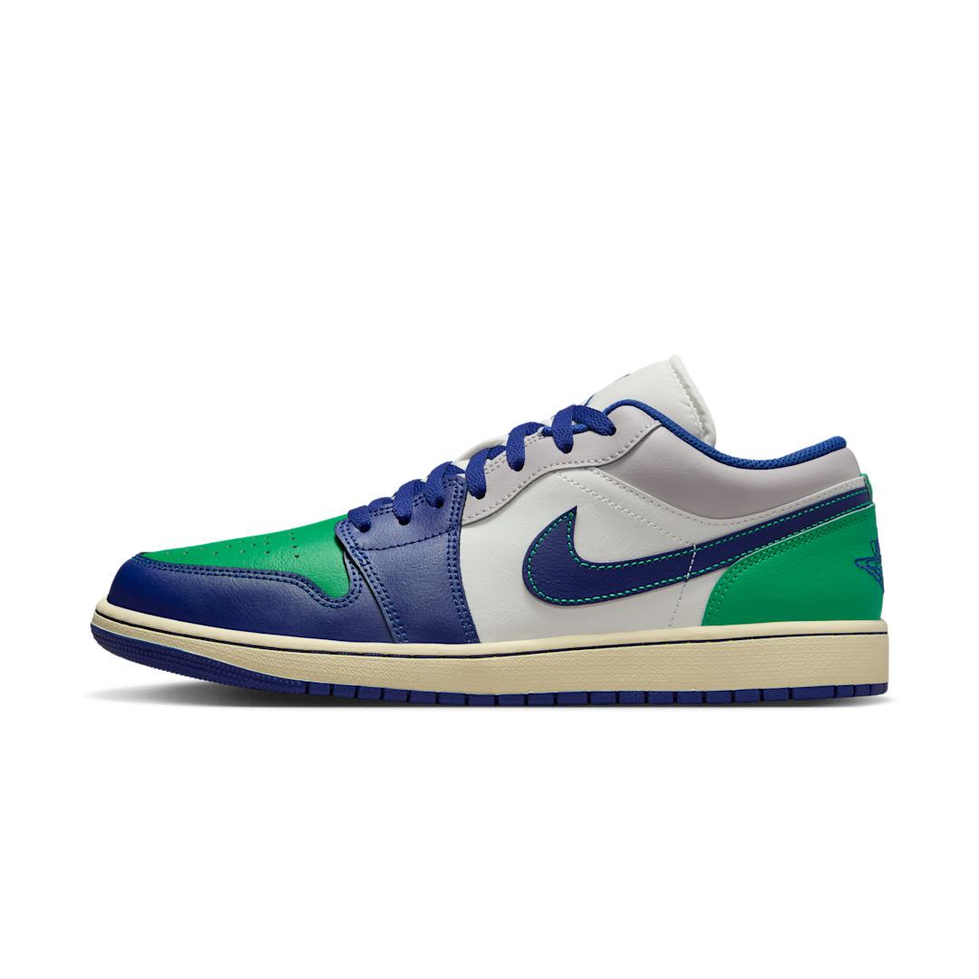 Air Jordan 1 Low Rare Air, Sail/Deep Royal Blue/Stadium Green/Neutral Grey/Muslin (553558-147)