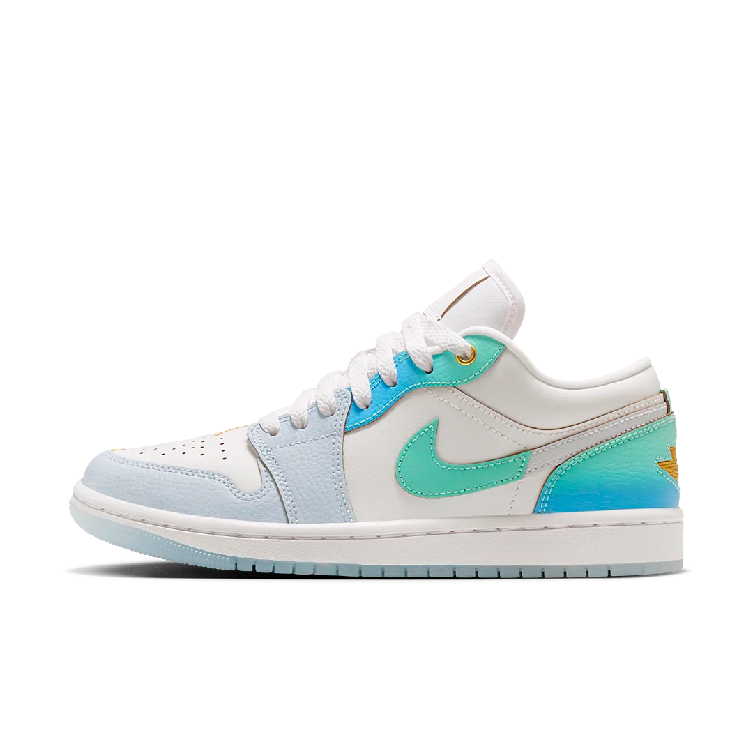 Air Jordan 1 Low SE Emerald Rise, White/White/Football Grey/Emerald Rise (FN8899-131)