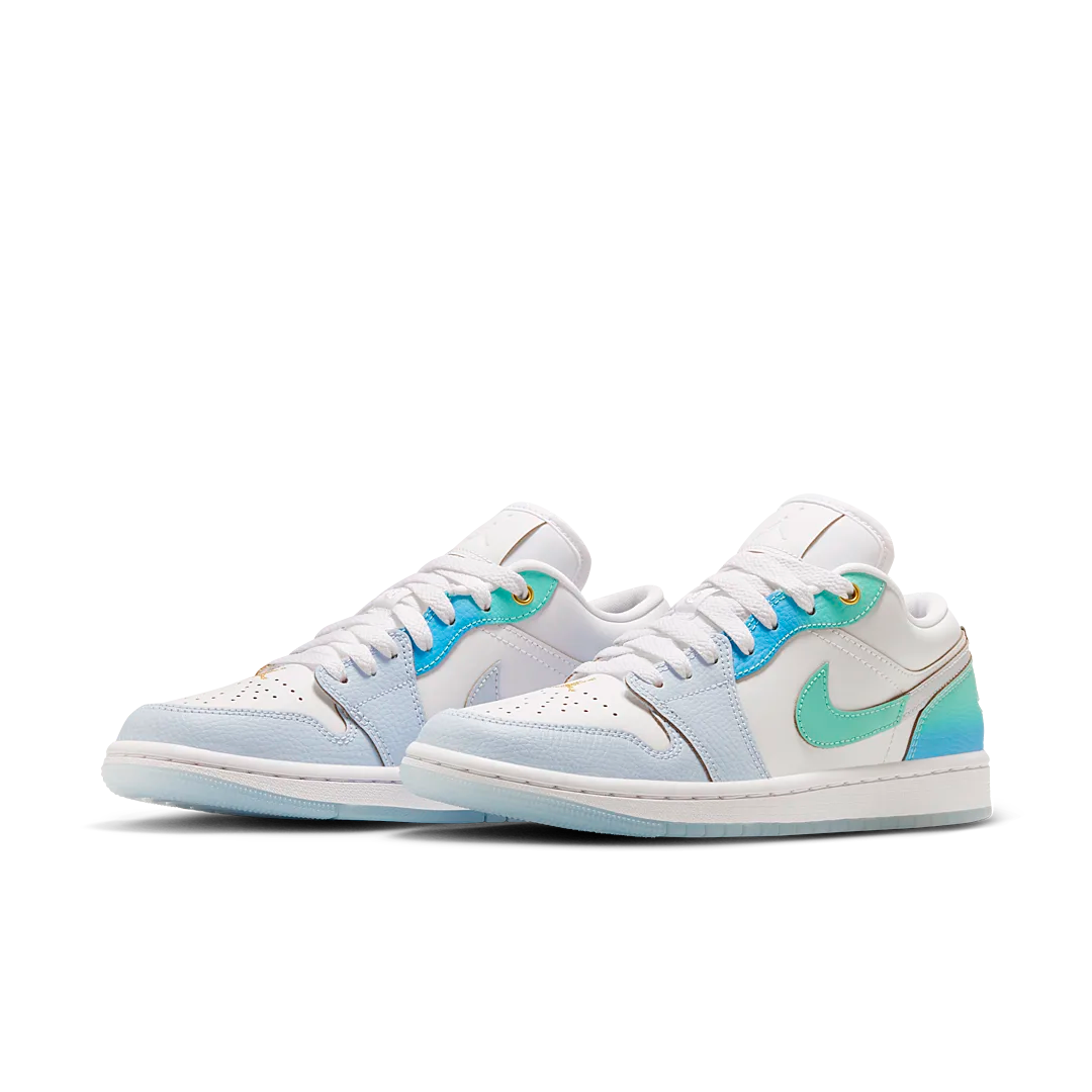 Air Jordan 1 Low SE Emerald Rise, White/White/Football Grey/Emerald Rise (FN8899-131)