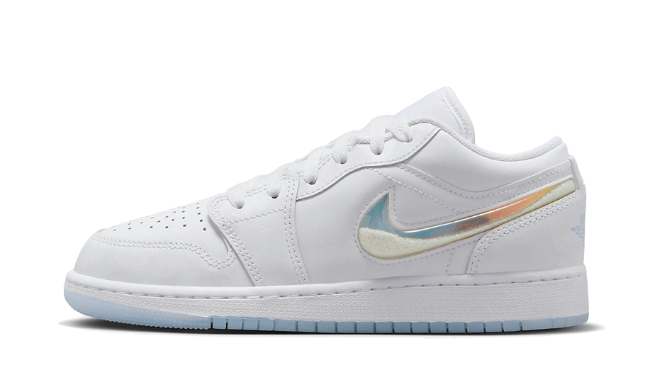 Air Jordan 1 Low SE Glitter Swoosh, White/Summit White/Ice Blue (FQ9112-100)