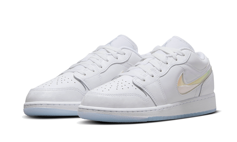 Air Jordan 1 Low SE Glitter Swoosh, White/Summit White/Ice Blue (FQ9112-100)