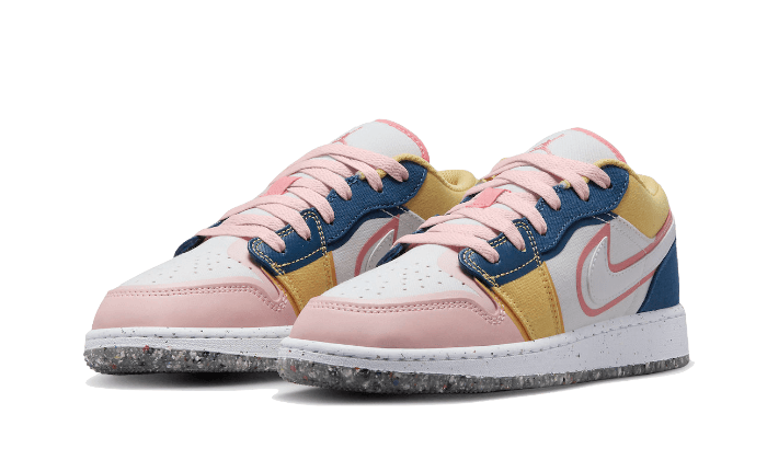 Air Jordan 1 Low SE Multi Canvas, White/French Blue/Topaz Gold/Coral Chalk (DV1323-100)