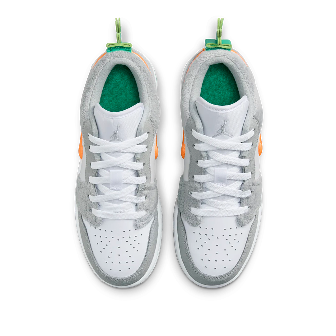 Air Jordan 1 Low SE Rabbit, Light Smoke Grey/Total Orange-White-Stadium Green (DZ6333-083)