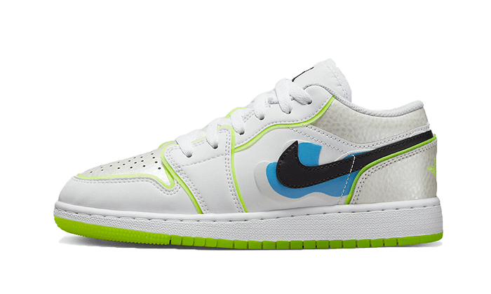 Air Jordan 1 Low SE Warped Swoosh, White/Platinum Tint/Volt/Black (DV1324-117)