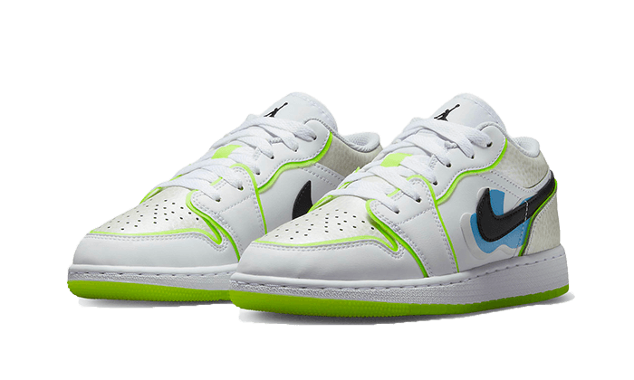 Air Jordan 1 Low SE Warped Swoosh, White/Platinum Tint/Volt/Black (DV1324-117)