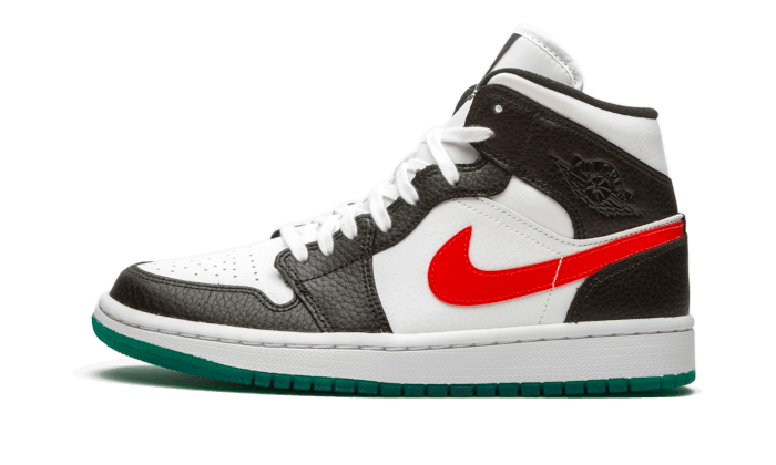 Air Jordan 1 Mid Alternate Swooshes Red Yellow, Black/University Red-White-Lucid Green (BQ6472-063)