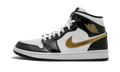 Air Jordan 1 Mid Patent Black White Gold