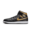 Air Jordan 1 Mid Black Metallic Gold