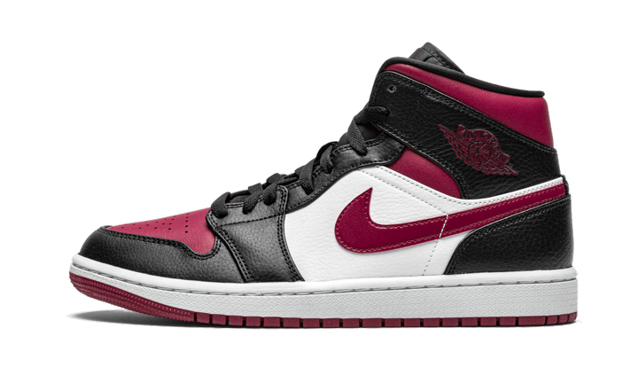 Air Jordan 1 Mid Bred Toe, Black/Noble Red-White (554724-066)