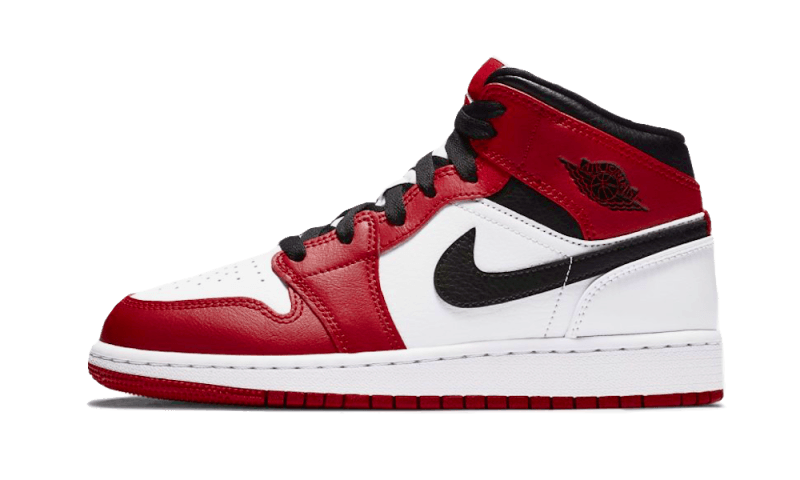 Air Jordan 1 Mid Chicago (2020), White/Gym Red-Black (554724-173 / 554725-173)