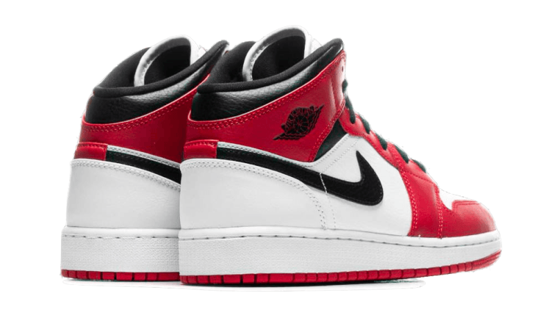 Air Jordan 1 Mid Chicago (2020), White/Gym Red-Black (554724-173 / 554725-173)