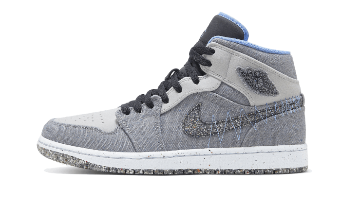 Air Jordan 1 Mid Crater Grey University Blue, Grey/Neutral Grey/University Blue/Black (DM3529-004)