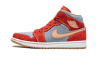 Air Jordan 1 Mid Denim Red, Cinnabar/Hemp-White (DM4352-600 / DM4384-600)