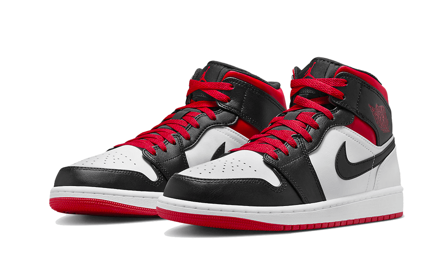 Air Jordan 1 Mid Gym Red Black Toe, White/Black-Gym Red (DQ8426-106)