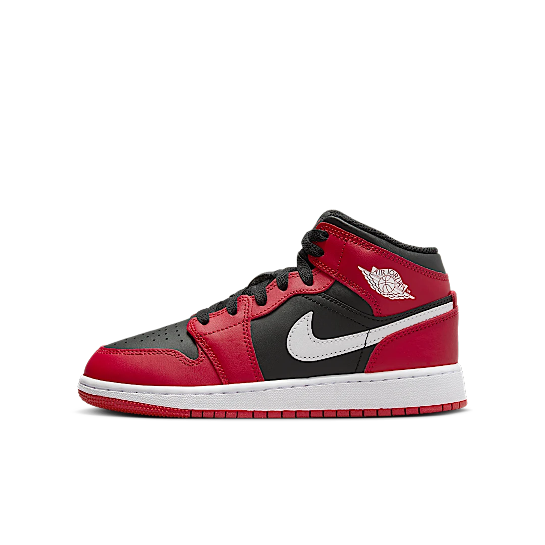 Air Jordan 1 Mid Gym Red Black White, Black/Gym Red/White (DQ8423-061)