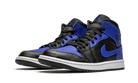 Air Jordan 1 Mid Hyper Royal Tumbled Leather, Black/Hyper Royal-White (554724-077 / 554725-077)