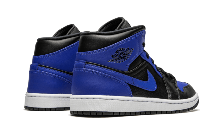 Air Jordan 1 Mid Hyper Royal Tumbled Leather, Black/Hyper Royal-White (554724-077 / 554725-077)