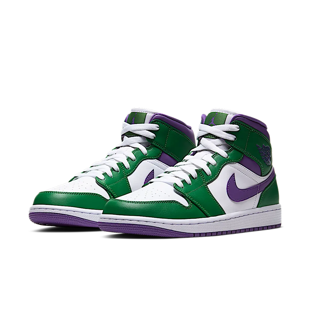 Air Jordan 1 Mid Incredible Hulk, Aloe Verde/Court Purple-White (554724-300 / 554725-300)