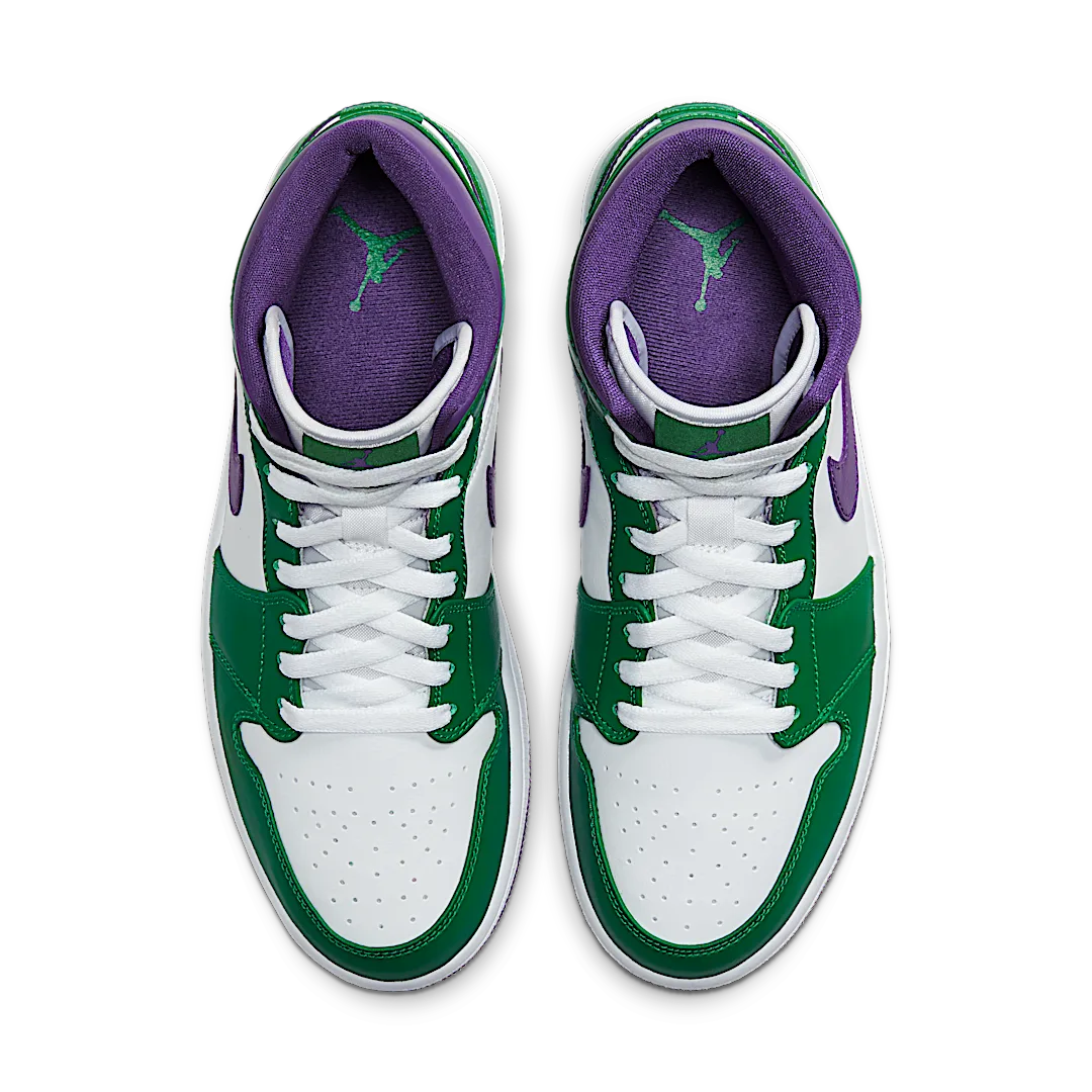 Air Jordan 1 Mid Incredible Hulk, Aloe Verde/Court Purple-White (554724-300 / 554725-300)