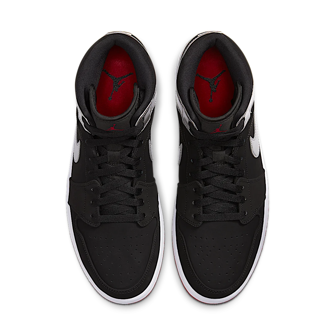 Air Jordan 1 Mid Johnny Kilroy, Black/Gym Red-Metallic Silver (554724-057)