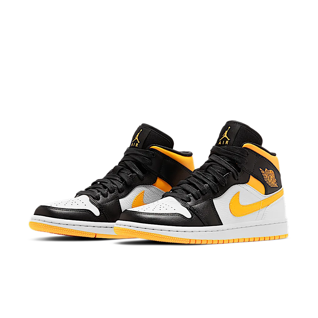 Air Jordan 1 Mid Laser Orange Black, White/Laser Orange-Black (CV5276-107)