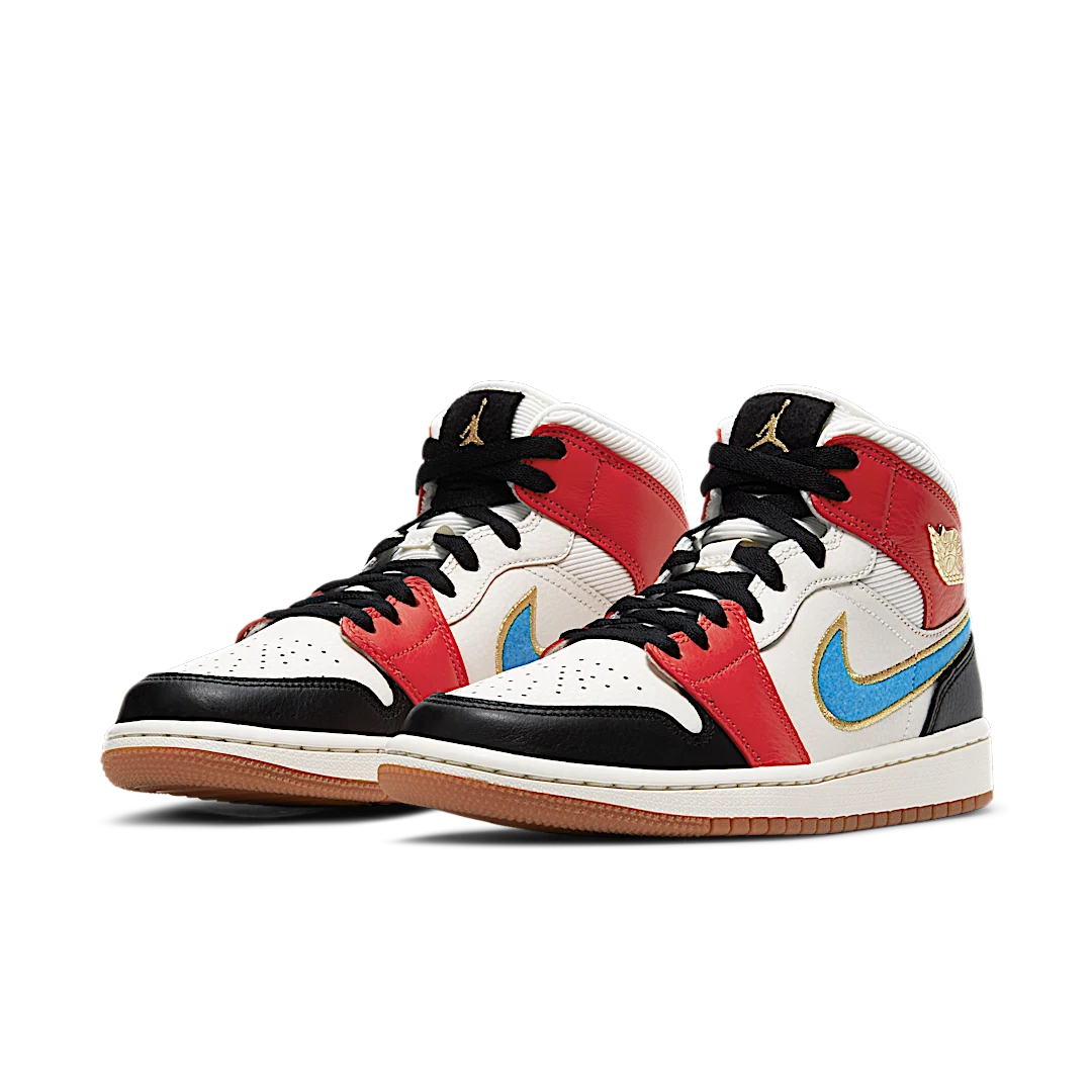 Air Jordan 1 Mid Let(Her)Man, Sail/Chile Red/Black/Light Photo Blue (DC1426-100)