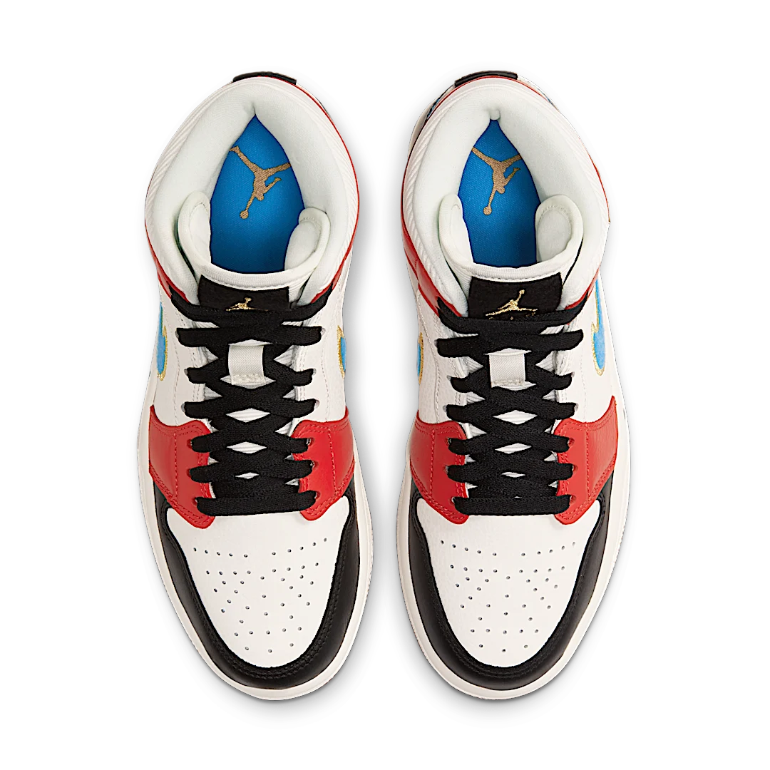 Air Jordan 1 Mid Let(Her)Man, Sail/Chile Red/Black/Light Photo Blue (DC1426-100)