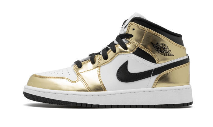 Air Jordan 1 Mid Metallic Gold Black White, Metallic Gold/Black-White (DC1419-700)