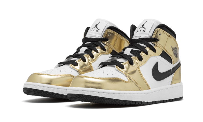 Air Jordan 1 Mid Metallic Gold Black White, Metallic Gold/Black-White (DC1419-700)