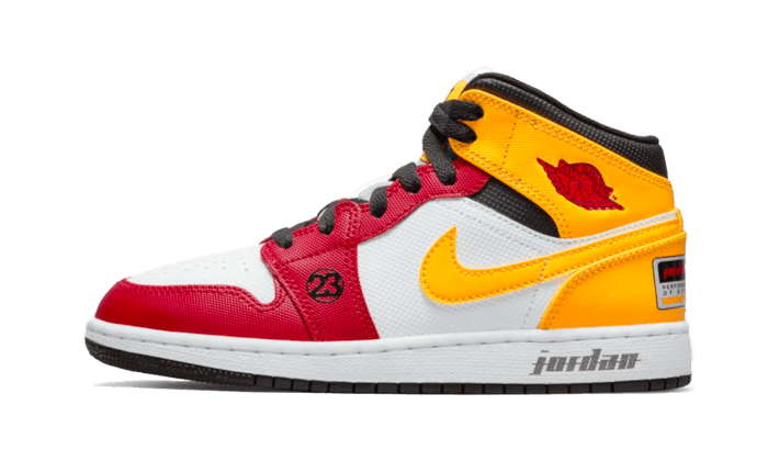 Air Jordan 1 Mid Motorsport (PS), Black/Gym Red-White-University Gold (DJ0337-067)