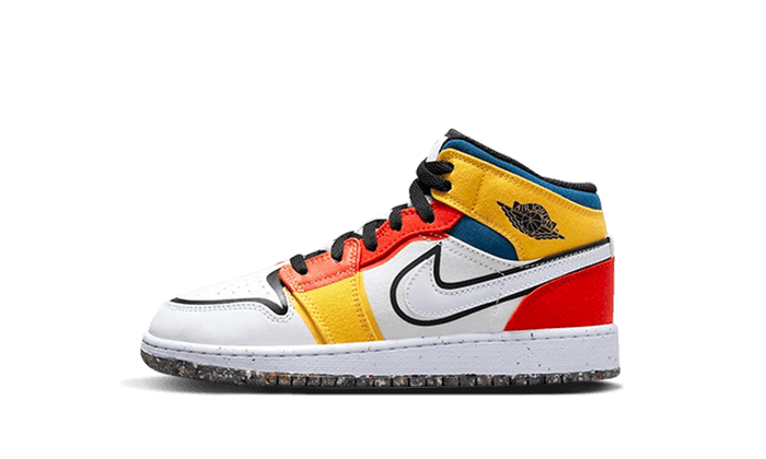 Air Jordan 1 Mid Multi-Color Canvas, White/Black-Picante Red-French Blue-Topaz Gold (DV1316-100)