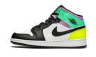 Air Jordan 1 Mid Pastel Black Toe, White/Black-Volt-Green Glow (554725-175)