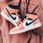 Air Jordan 1 Mid Pink Quartz, Pink Quartz/Dark Smoke Grey-White (555112-603)