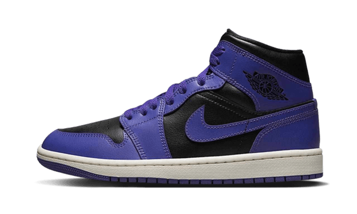 Air Jordan 1 Mid Purple Black, Black/Dark Concord-Sail (BQ6472-051)