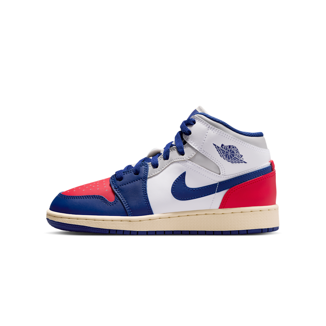 Air Jordan 1 Mid Rare Air, White/University Red/Neutral Grey/Deep Royal Blue (DQ8423-102)