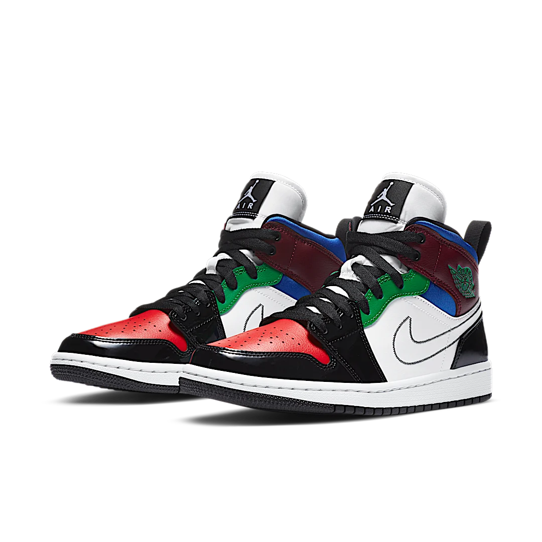 Air Jordan 1 Mid SE Black White Multi-Color, Black/White-University Red-Hyper Royal (DB5454-001)