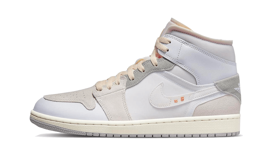 Air Jordan 1 Mid SE Craft Inside Out White Grey, White/Phantom Grey/Sail/Orange (DM9652-100)