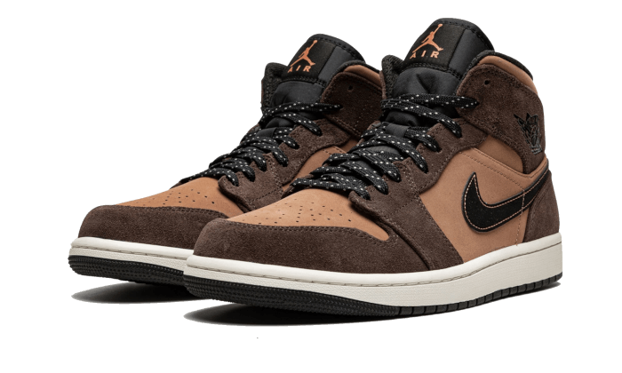 Air Jordan 1 Mid SE Dark Chocolate, Dark Chocolate/Archaeo Brown/Black/Crimson Bliss (DC7294-200 / DC7248-200)