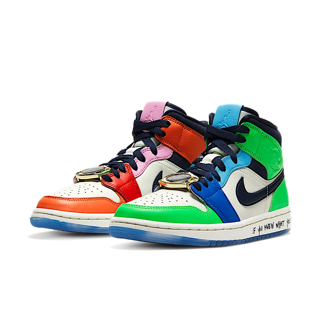 Air Jordan 1 Mid SE Fearless Melody Ehsani, Sail/Obsidian-Multi-Color (CQ7629-100)