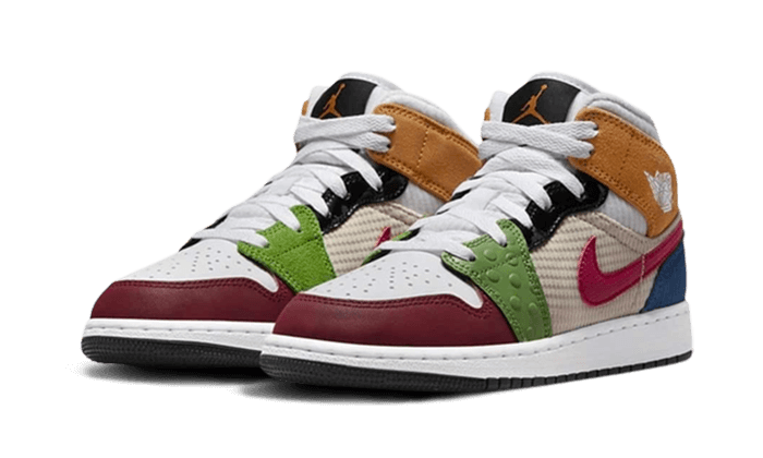 Air Jordan 1 Mid SE Messy Room, White/Gym Red/Black/Pearl White (DR6957-100)