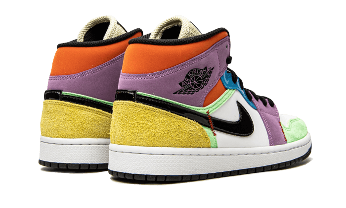 Air Jordan 1 Mid SE Multi-Color, White/Black-Lightbulb-Team Orange (CW1140-100)